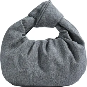 Women's Wrinkled Leather Cloud Shape Knotted Handbag Fashion Y2K Dumpling Underarm Hobo Clutch Purse for Party Shopping (Grey)