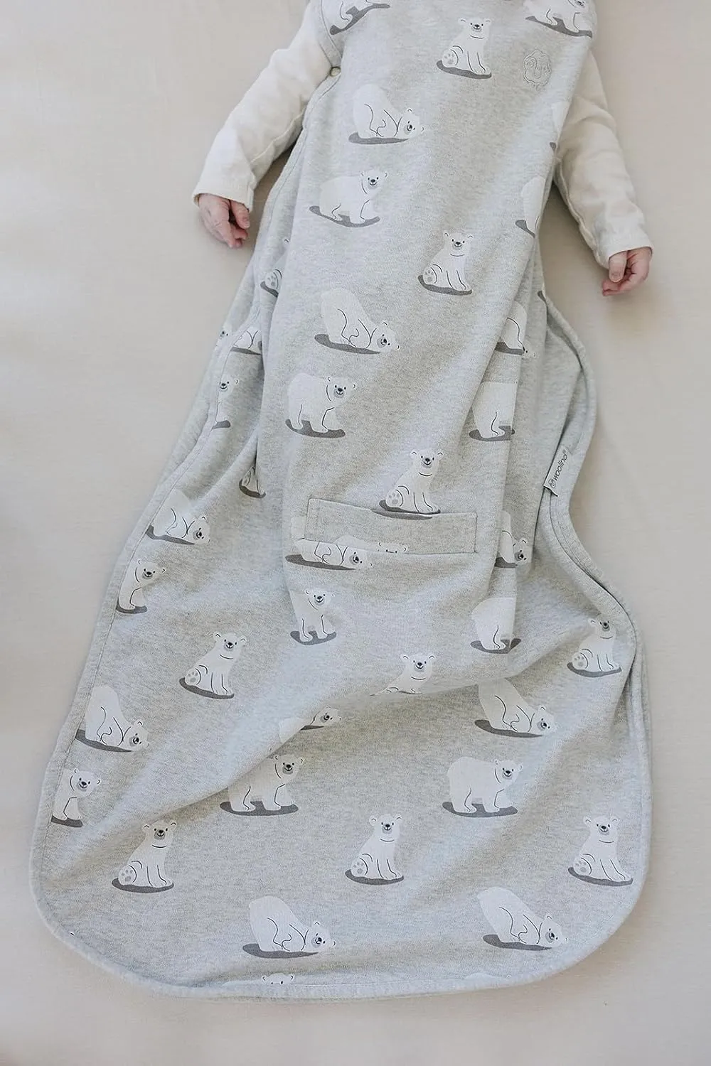 Woolino 4 Season Sleep Sack - Ultimate Merino Wool and Organic Cotton Sleeping Bag - Two-Way Zipper Adjustable Universal Size Sleep Sack for Baby (2-24 Months) - Polar Bear