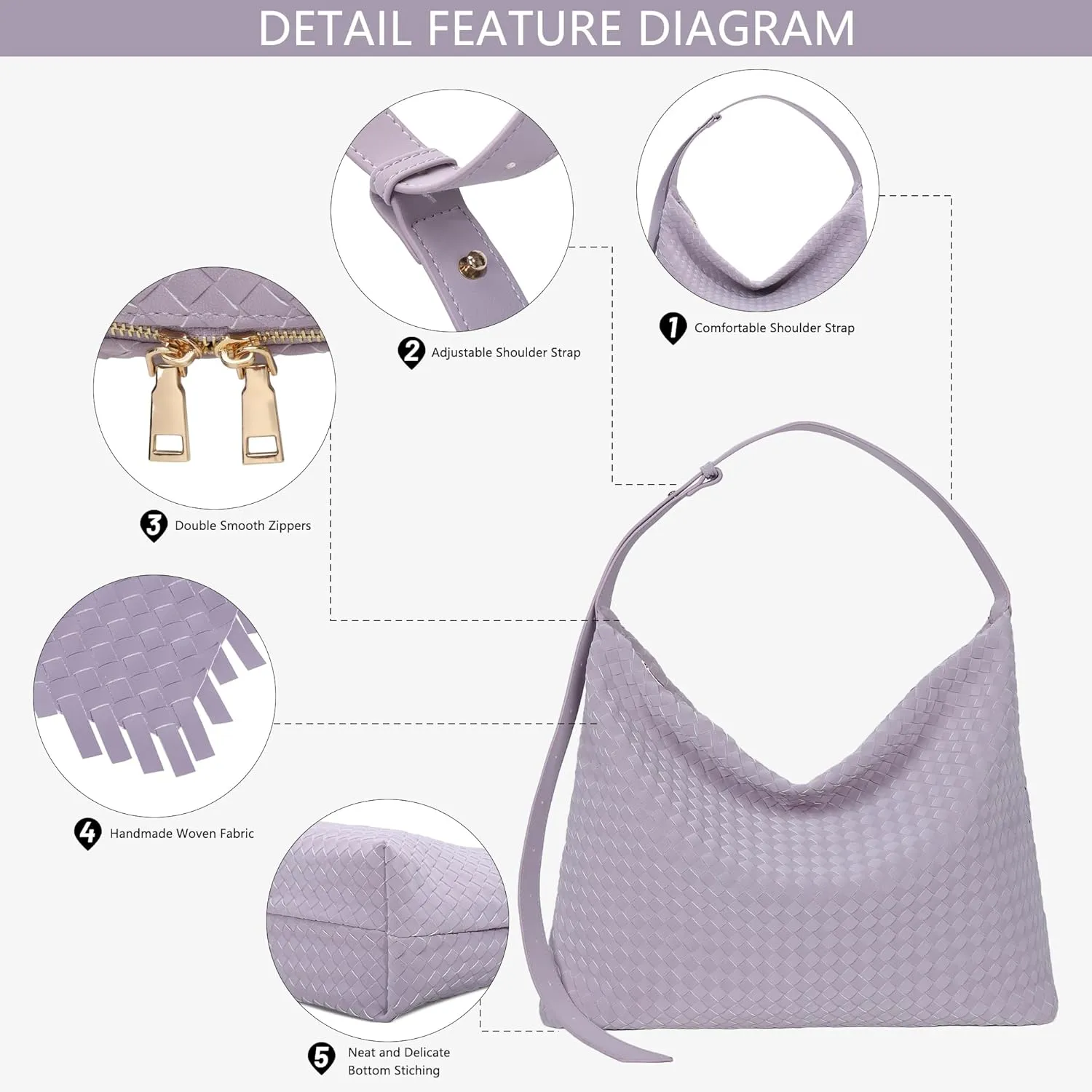 Woven Bag for Women, Vegan Leather Tote Bags Large Hobo Purses for Women Handmade Shoulder Bag with Adjustable Strap
