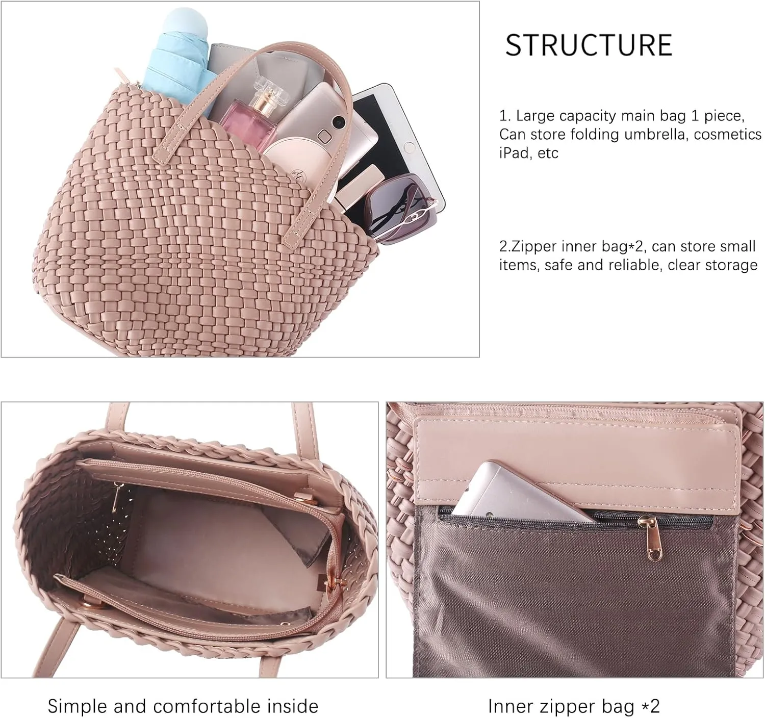 Woven Bags for Women Tote Hobo Shoulder Crossbody Bags PU Leather Handwoven Purse Summer Beach Travel Handbag