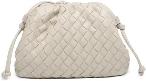 Woven Clutch Purse for Women Fashion Small Square Handbag Vintage Premium Bag PU Leather Handmade Bag