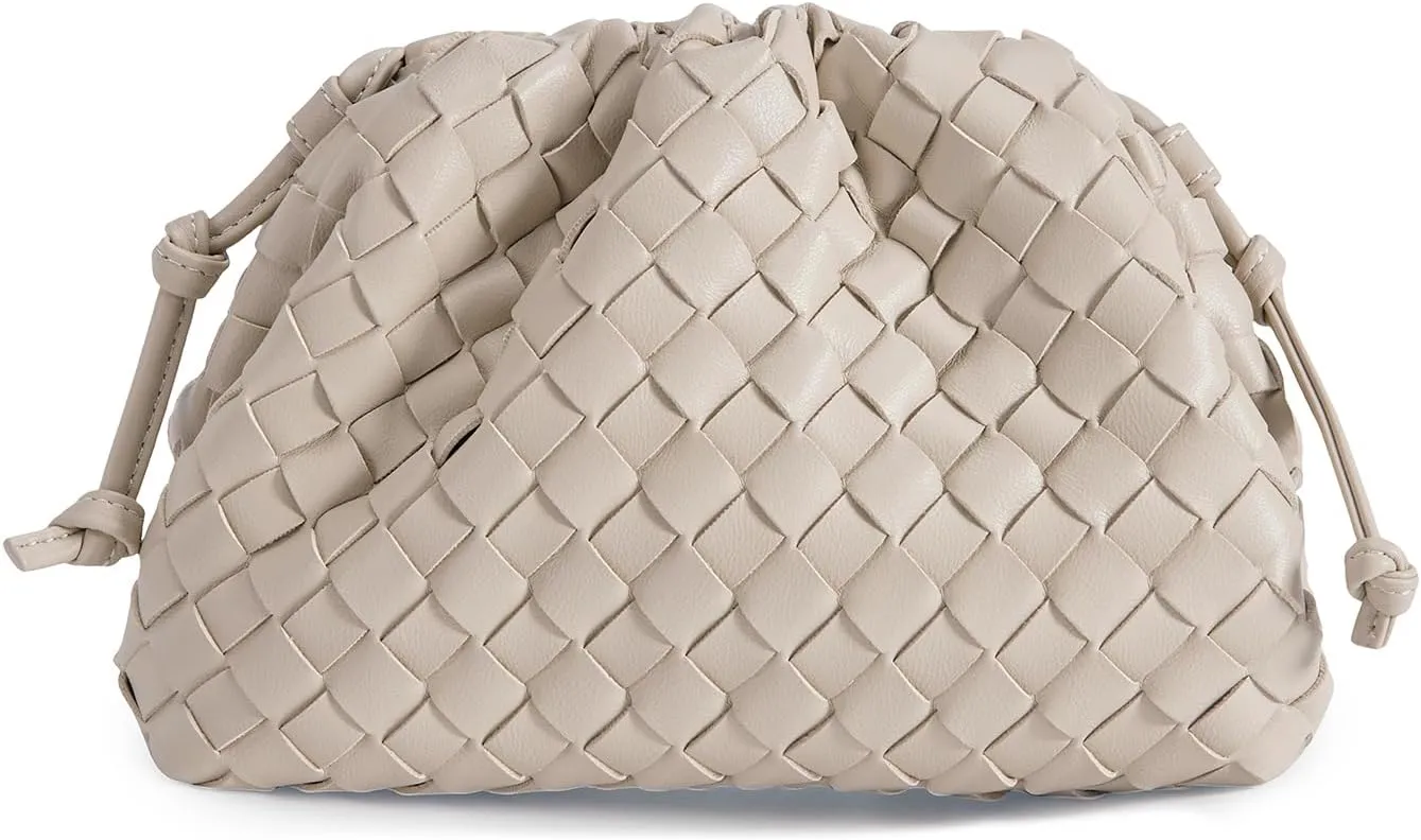 Woven Clutch Purse for Women Fashion Small Square Handbag Vintage Premium Bag PU Leather Handmade Bag