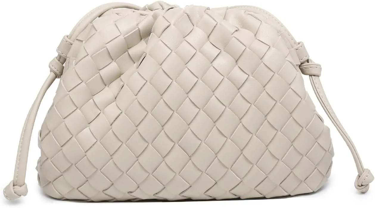 Woven Clutch Purse for Women Fashion Small Square Handbag Vintage Premium Bag PU Leather Handmade Bag