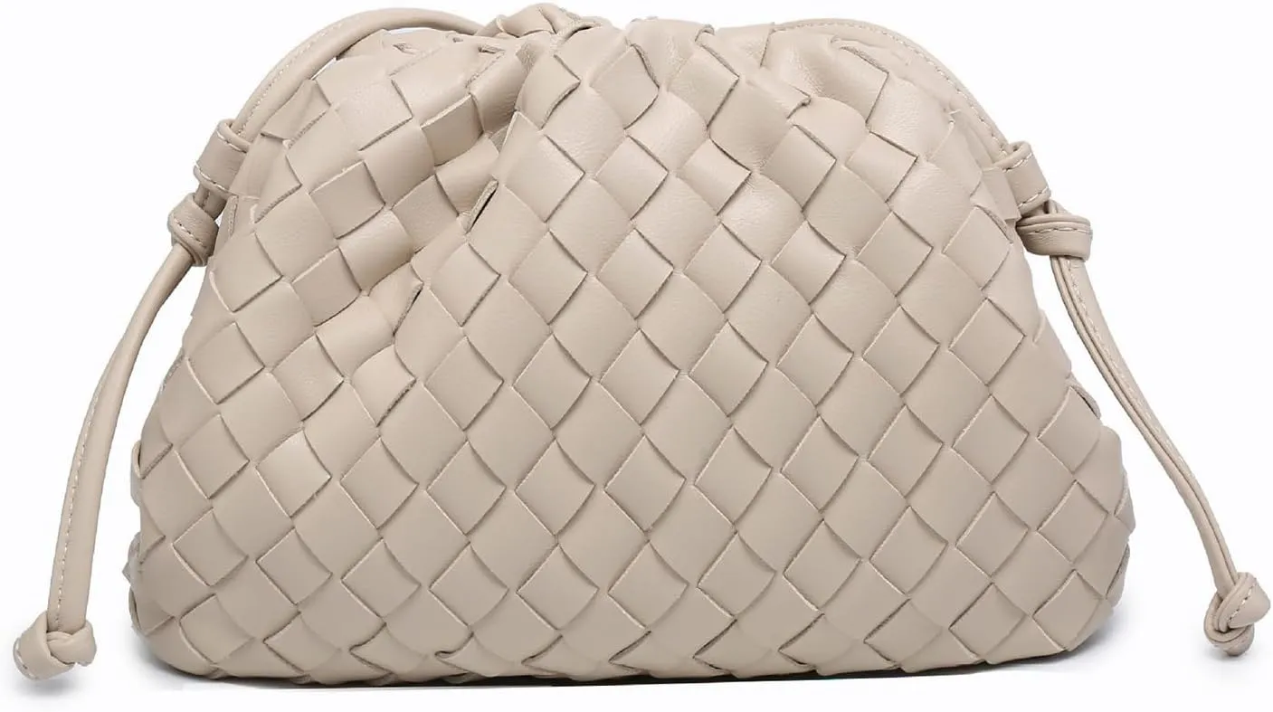 Woven Clutch Purse for Women Fashion Small Square Handbag Vintage Premium Bag PU Leather Handmade Bag