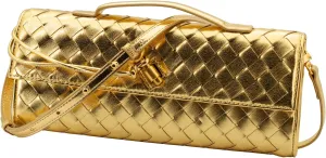 Woven Clutch Purses for Women Evening Bag Handmade Leather Shoulder Handbag Fashion Crossbody Purse