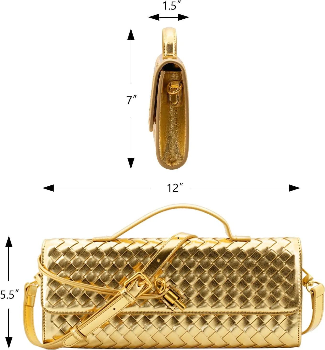 Woven Clutch Purses for Women Evening Bag Handmade Leather Shoulder Handbag Fashion Crossbody Purse