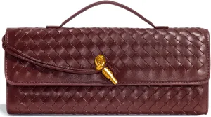 Woven Clutch Purses for Women, Leather Evening Bag Shoulder Handbag Formal Satchel Crossbody Purse Party Bag