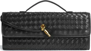 Woven Clutch Purses for Women, Leather Evening Bag Shoulder Handbag Formal Satchel Crossbody Purse Party Bag