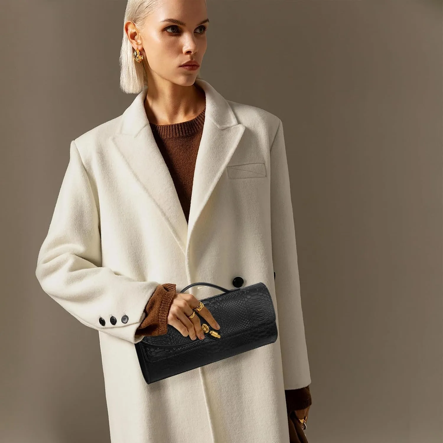 Woven Clutch Purses for Women, Leather Evening Bag Shoulder Handbag Formal Satchel Crossbody Purse Party Bag