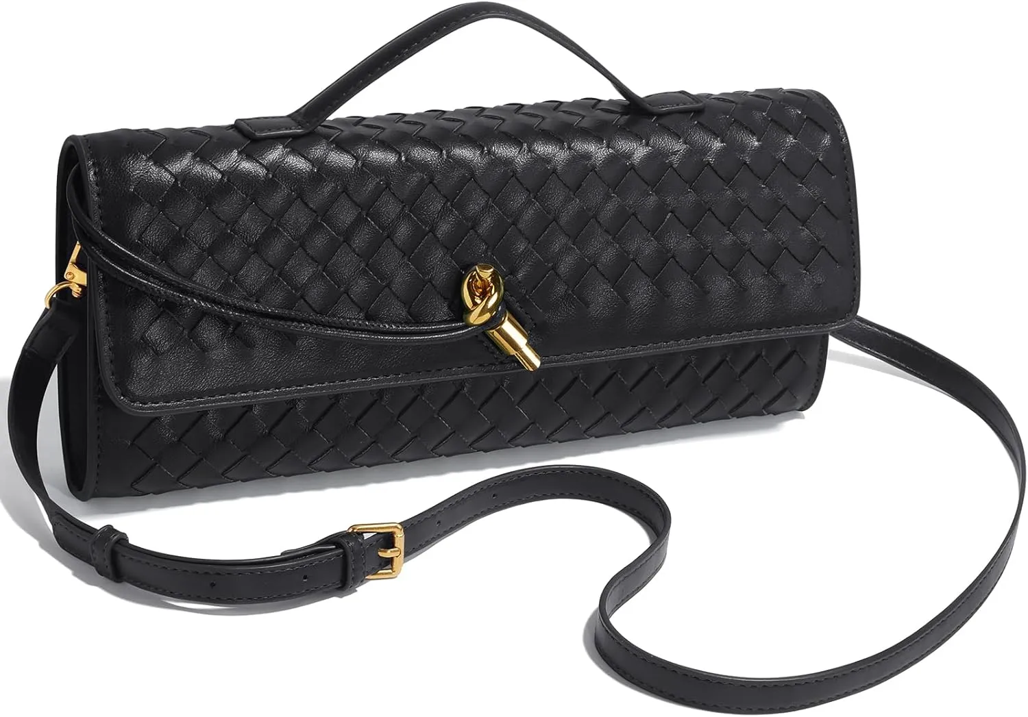 Woven Clutch Purses for Women, Leather Evening Bag Shoulder Handbag Formal Satchel Crossbody Purse Party Bag