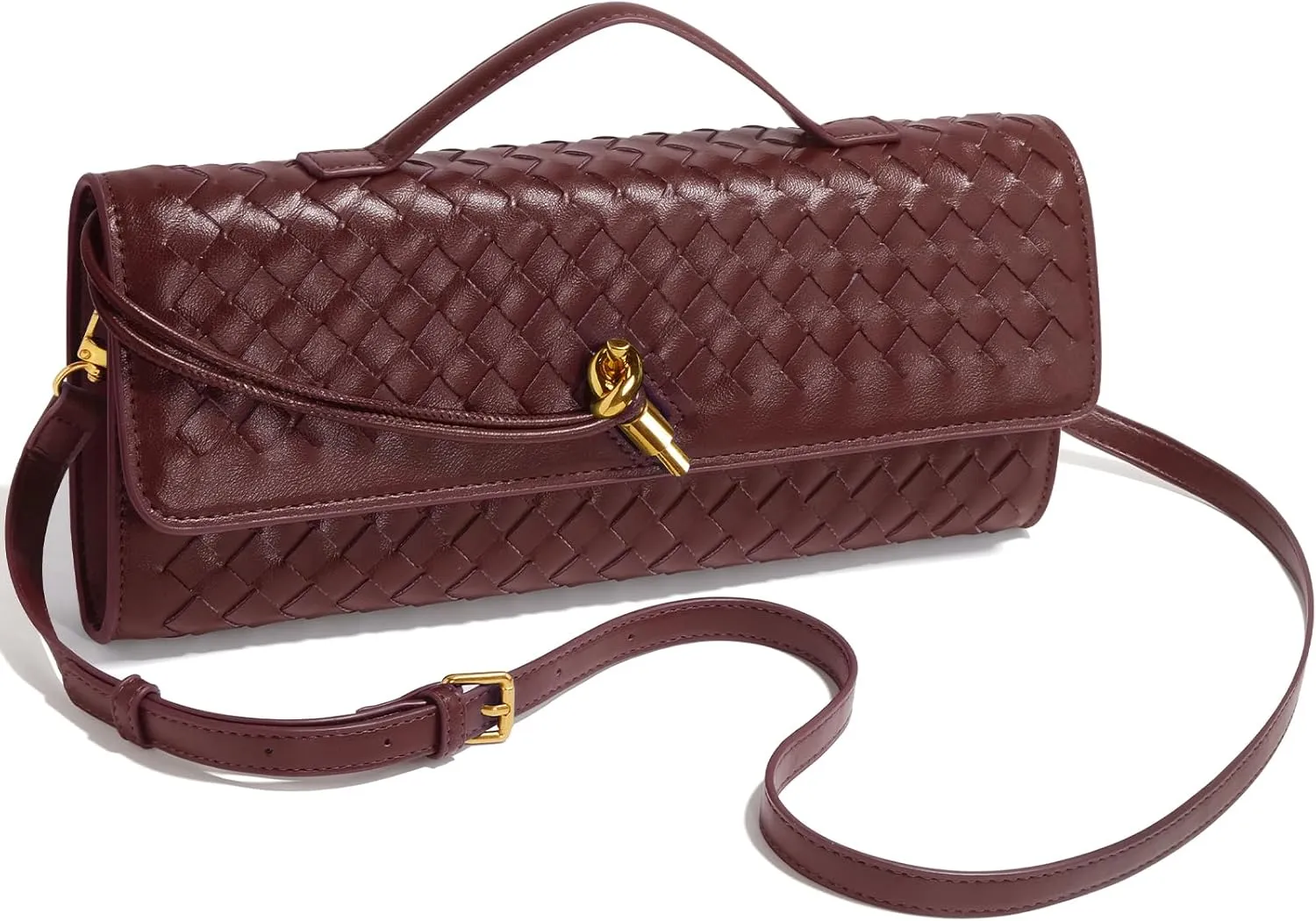 Woven Clutch Purses for Women, Leather Evening Bag Shoulder Handbag Formal Satchel Crossbody Purse Party Bag