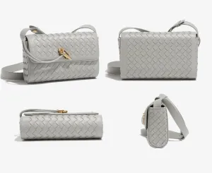 Woven Crossbody Bags for Women PU Leather Shoulder Bag Handwoven Small Hobo Bag Purses 2024