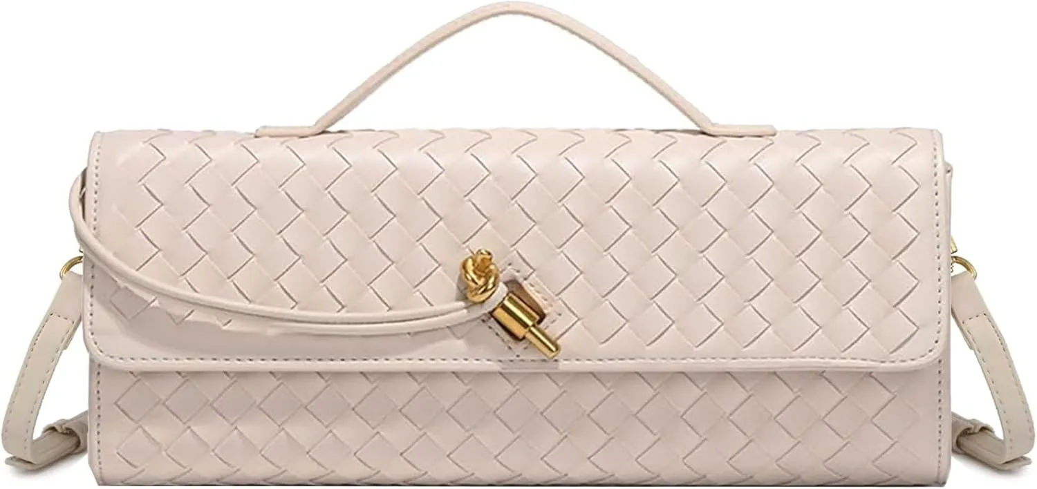 Woven Evening Clutch Purses Shoulder Handbag Crossbody Bags with Adjustable Shoulder Strap Trendy Handmade