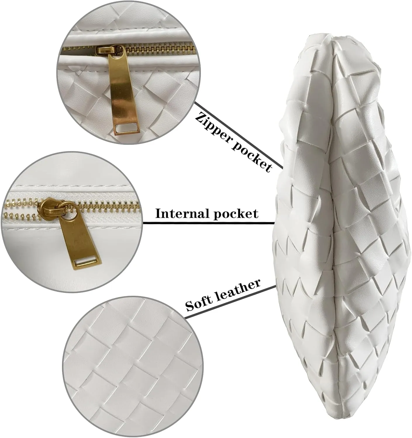 Woven Handbag for Women Knotted Top-Handle Bag Soft PU Leather Hobo Bag Fashion Ladies Evening Clutch