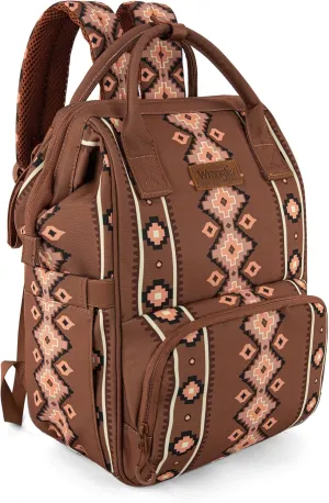 Wrangler Aztec Backpack Organized Daypack Travel Baby Bag with Stroller Strap and Side Bottle Pockets