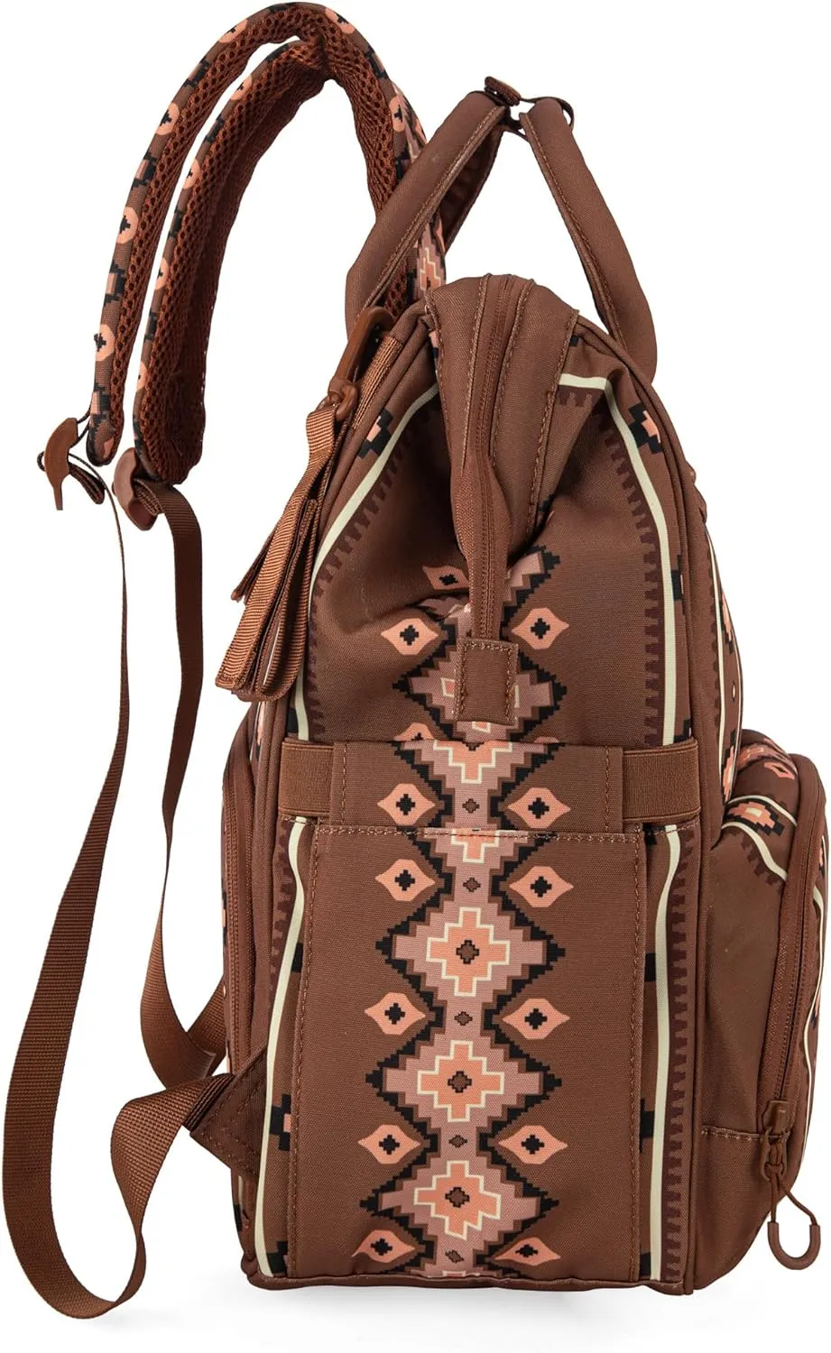 Wrangler Aztec Backpack Organized Daypack Travel Baby Bag with Stroller Strap and Side Bottle Pockets