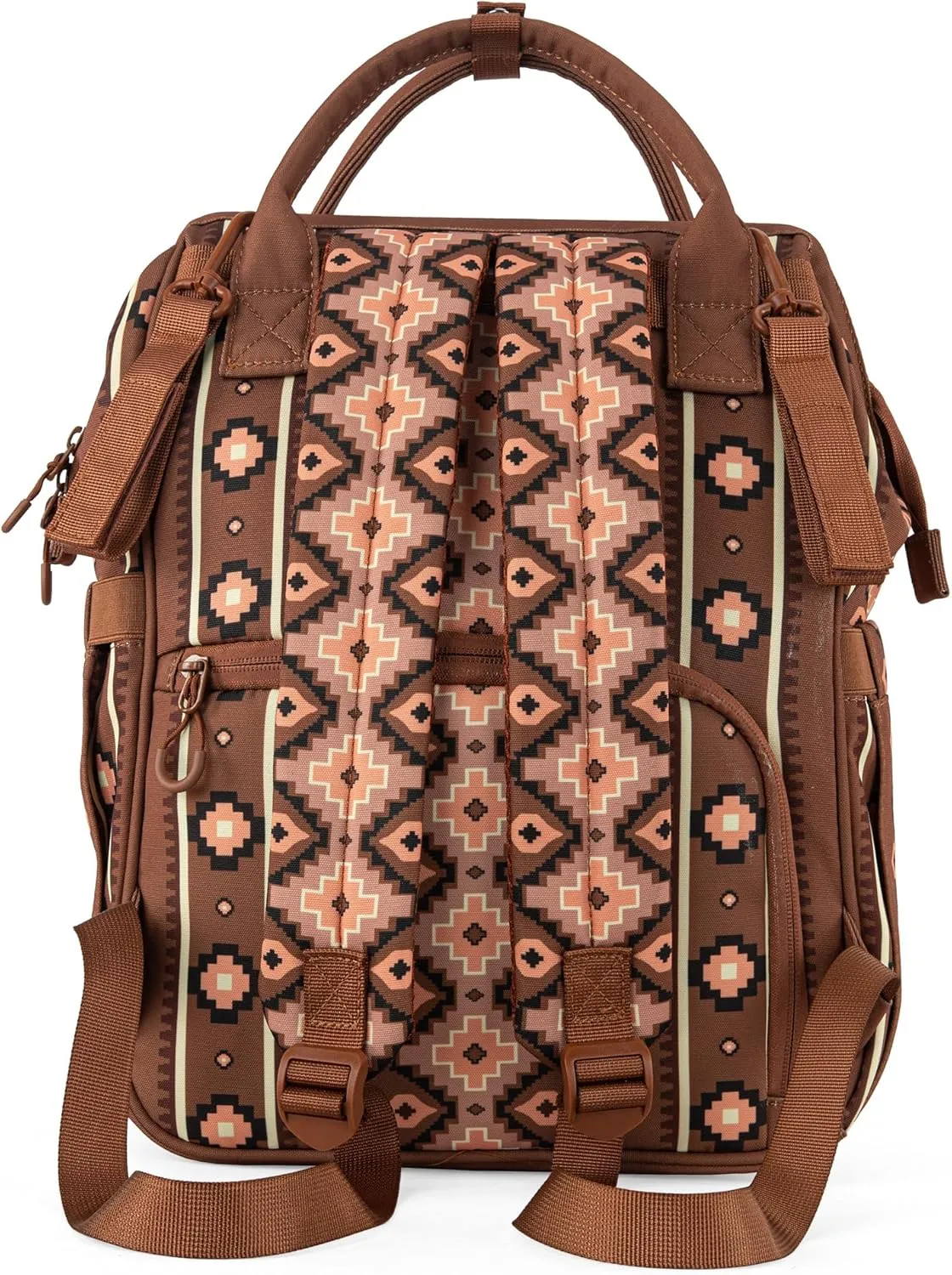 Wrangler Aztec Backpack Organized Daypack Travel Baby Bag with Stroller Strap and Side Bottle Pockets