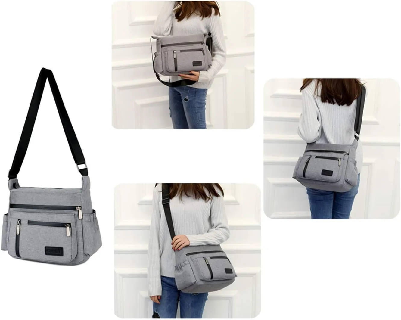 Wxnow Multi Pocket Shoulder Bag Crossbody Bag for Women Travel Purse Work Bag
