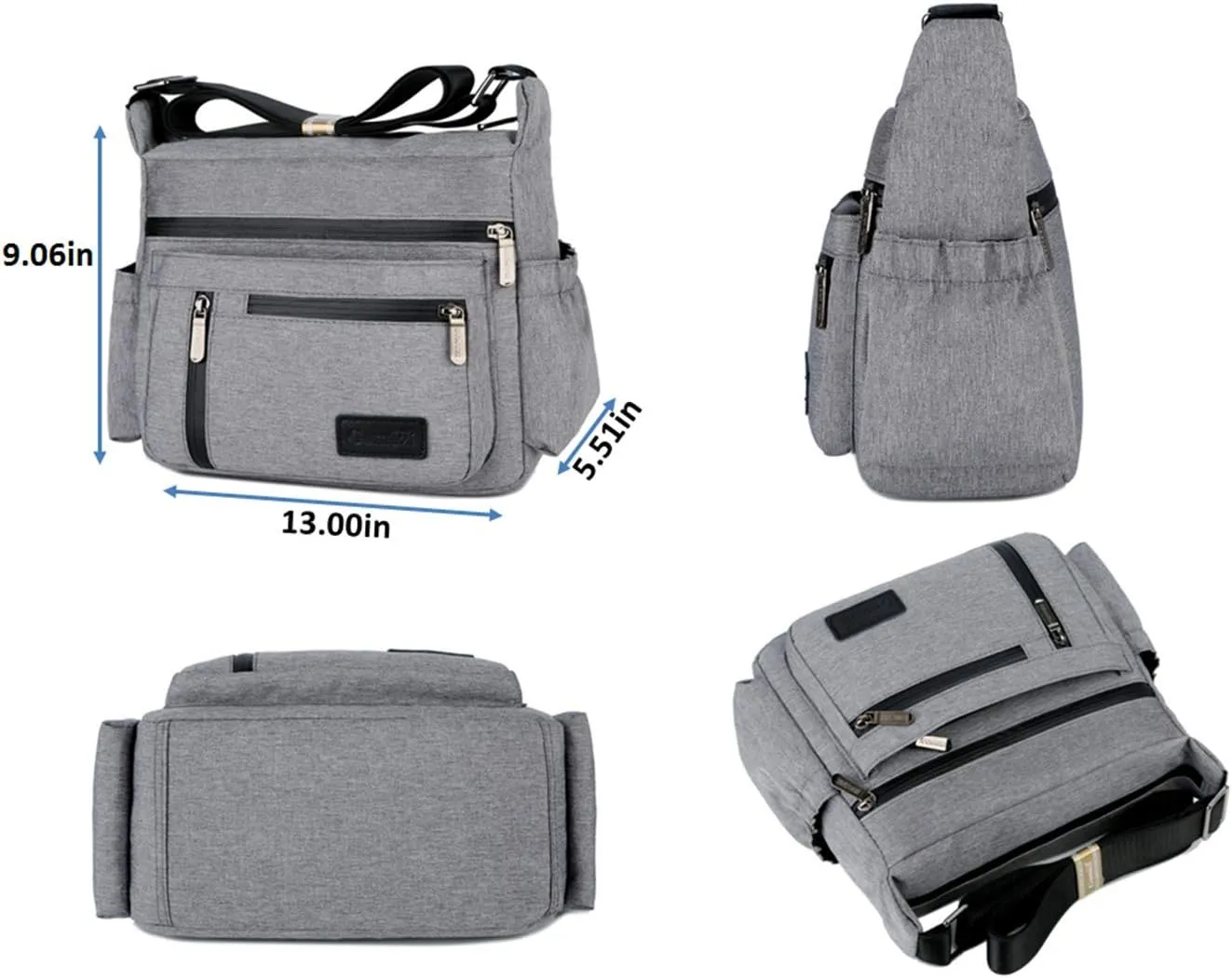 Wxnow Multi Pocket Shoulder Bag Crossbody Bag for Women Travel Purse Work Bag