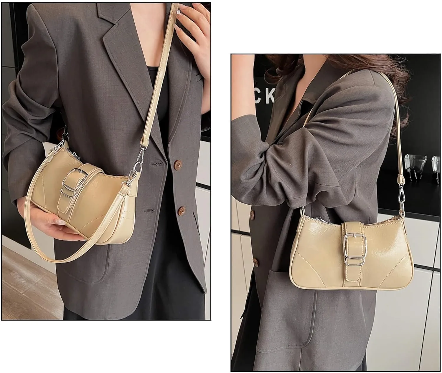 Y2K Style Trendy Purse with Buckle Detail, Punk Hobo Clutch Purse Bag, Ideal for Outings
