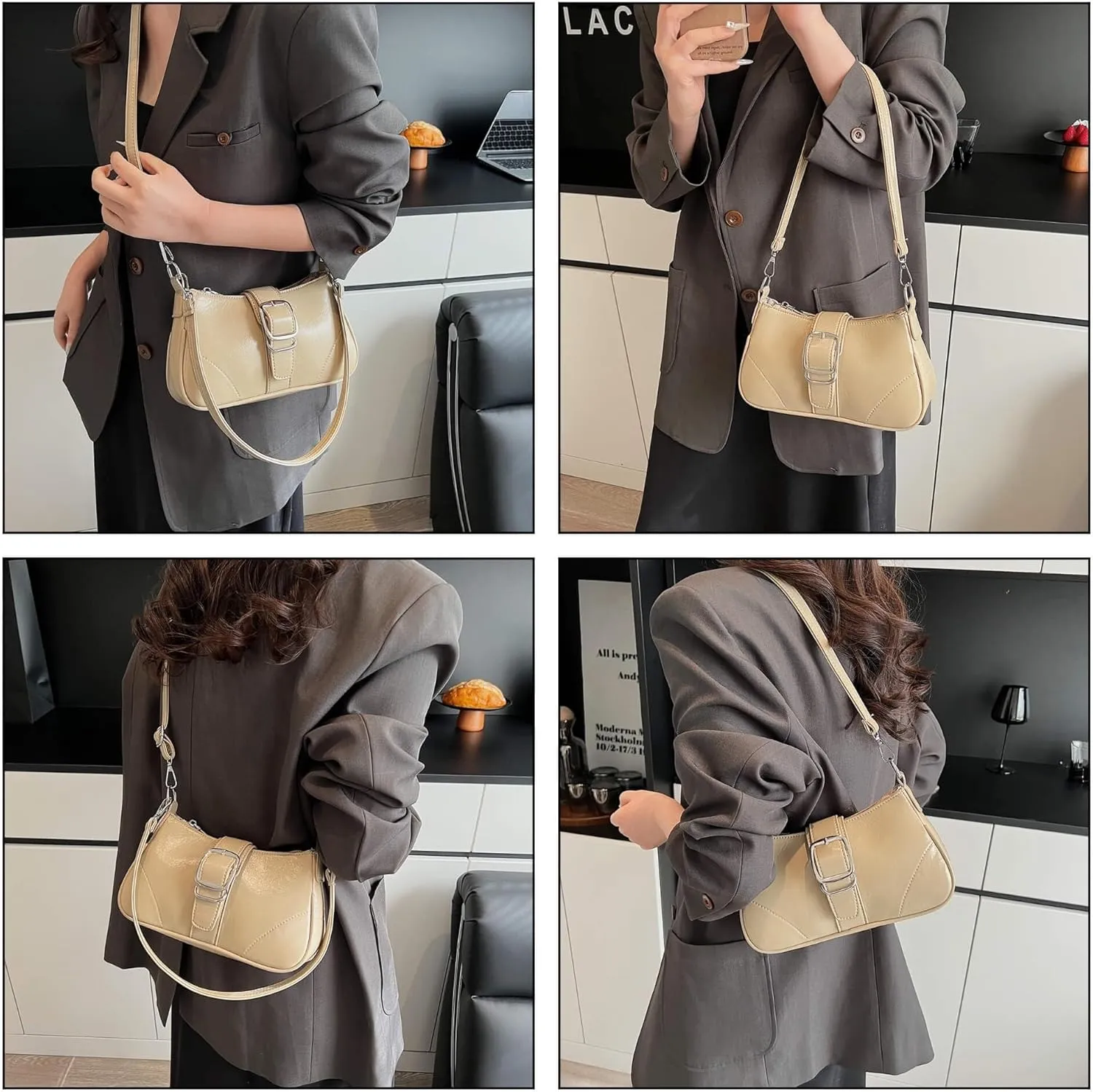 Y2K Style Trendy Purse with Buckle Detail, Punk Hobo Clutch Purse Bag, Ideal for Outings