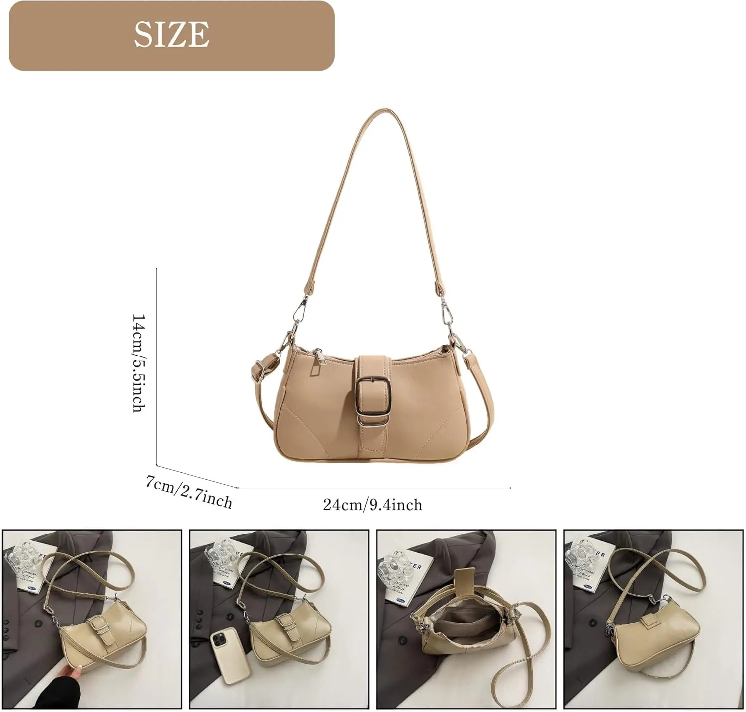 Y2K Style Trendy Purse with Buckle Detail, Punk Hobo Clutch Purse Bag, Ideal for Outings