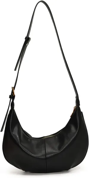 YFGBCX Leather Hobo Bags for Women Tote Bag with Zipper Womens Crescent Crossbody Bag