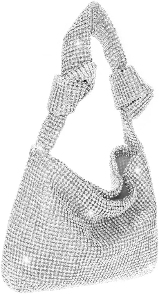 Yokawe Rhinestone Purses for Women Evening Bag Sparkly Mini Hobo Bag Vacation Party Club Wedding Handbag