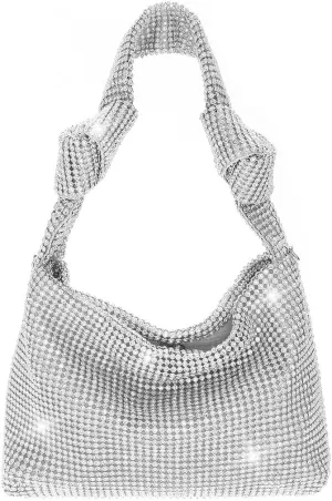 Yokawe Rhinestone Purses for Women Evening Bag Sparkly Mini Hobo Bag Vacation Party Club Wedding Handbag