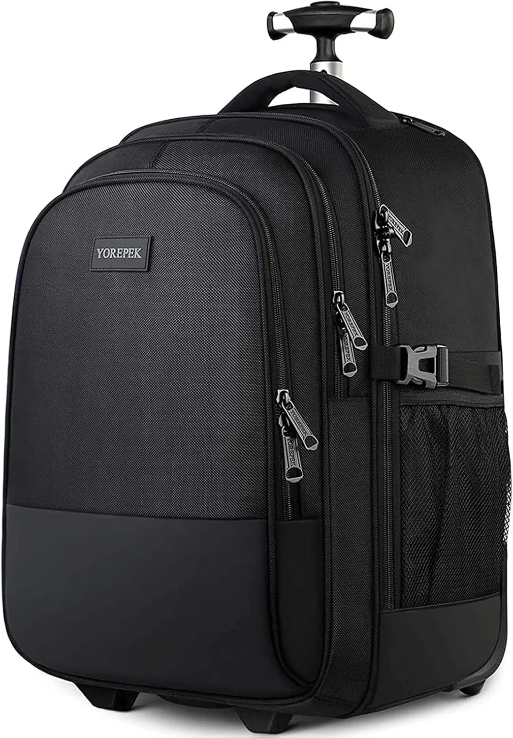 YOREPEK 15.6 Inch Backpack with Wheels, Large Rolling Backpack, Water Resistant Business Travel Carry on Wheeled Backpack Bag, Black
