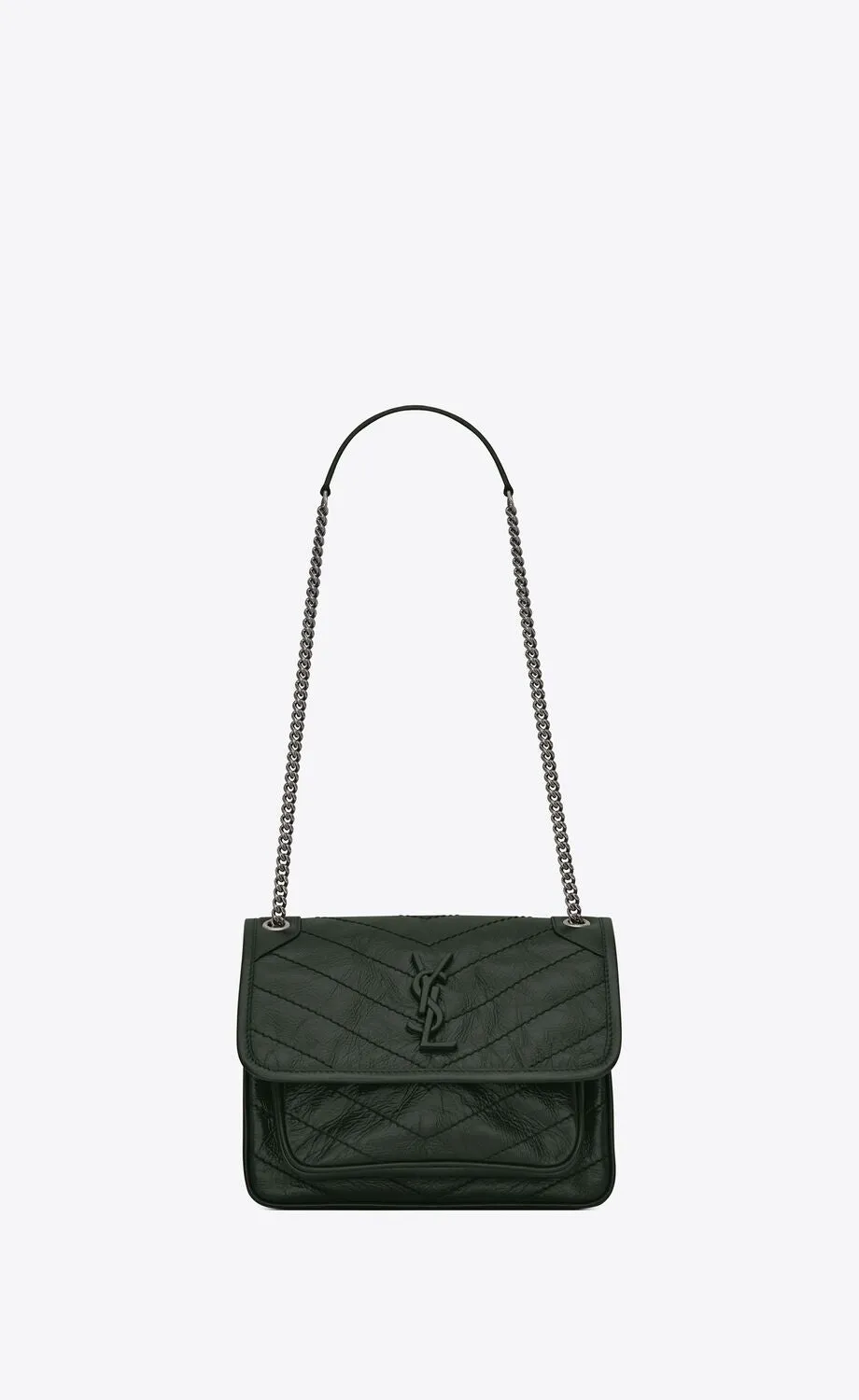 YSL NIKI BABY CHAIN BAG IN CRINKLED VINTAGE LEATHER
