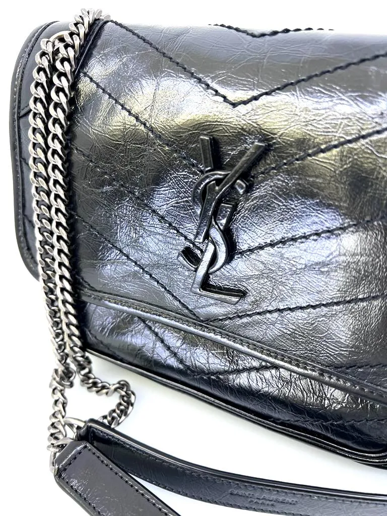 YSL NIKI BABY CHAIN BAG IN CRINKLED VINTAGE LEATHER