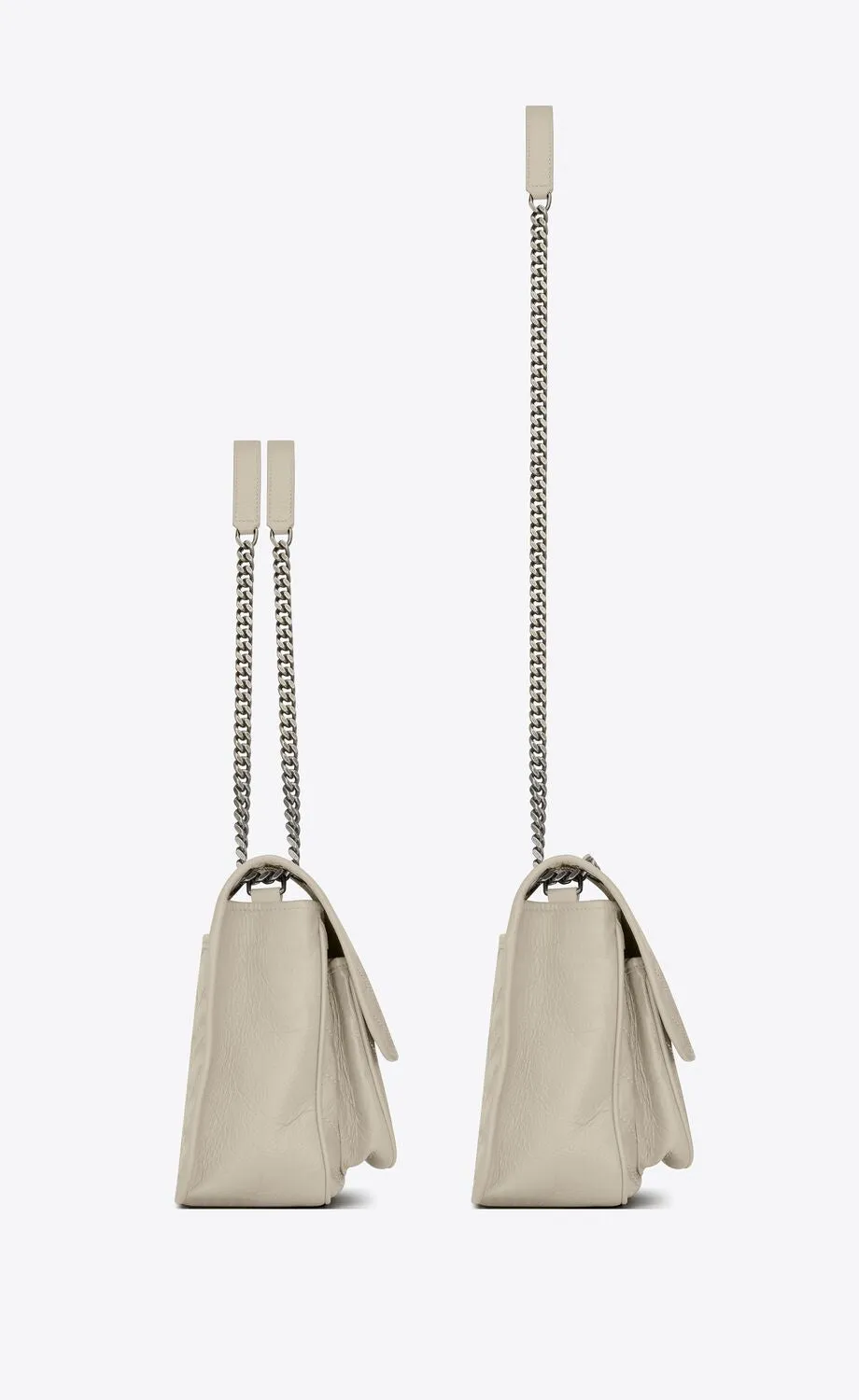 YSL NIKI MEDIUM CHAIN BAG IN CRINKLED VINTAGE LEATHER IVORY