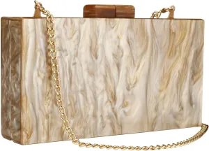 YYW Acrylic Clutch Purses for Women Wedding : Multicolor Evening Crossbody Bag Marbling Handbags with Detachable Chain