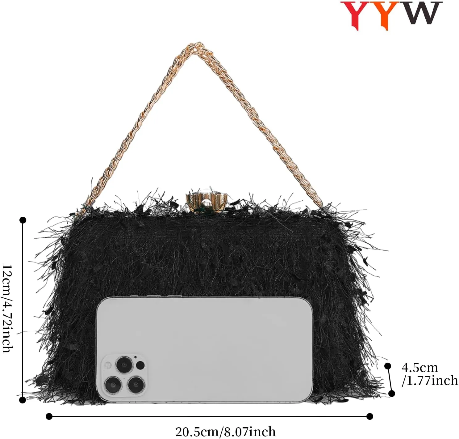 YYW Clutch Purse for Women Cute Fluffy Evening Handbags Shoulder Bag for Wedding Party Banquet
