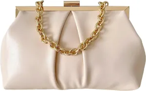 YYW Clutch Purses for Women PU Leather Evening Handbag for Formal Bridal Wedding Party Small Crossbody Bag with Chain