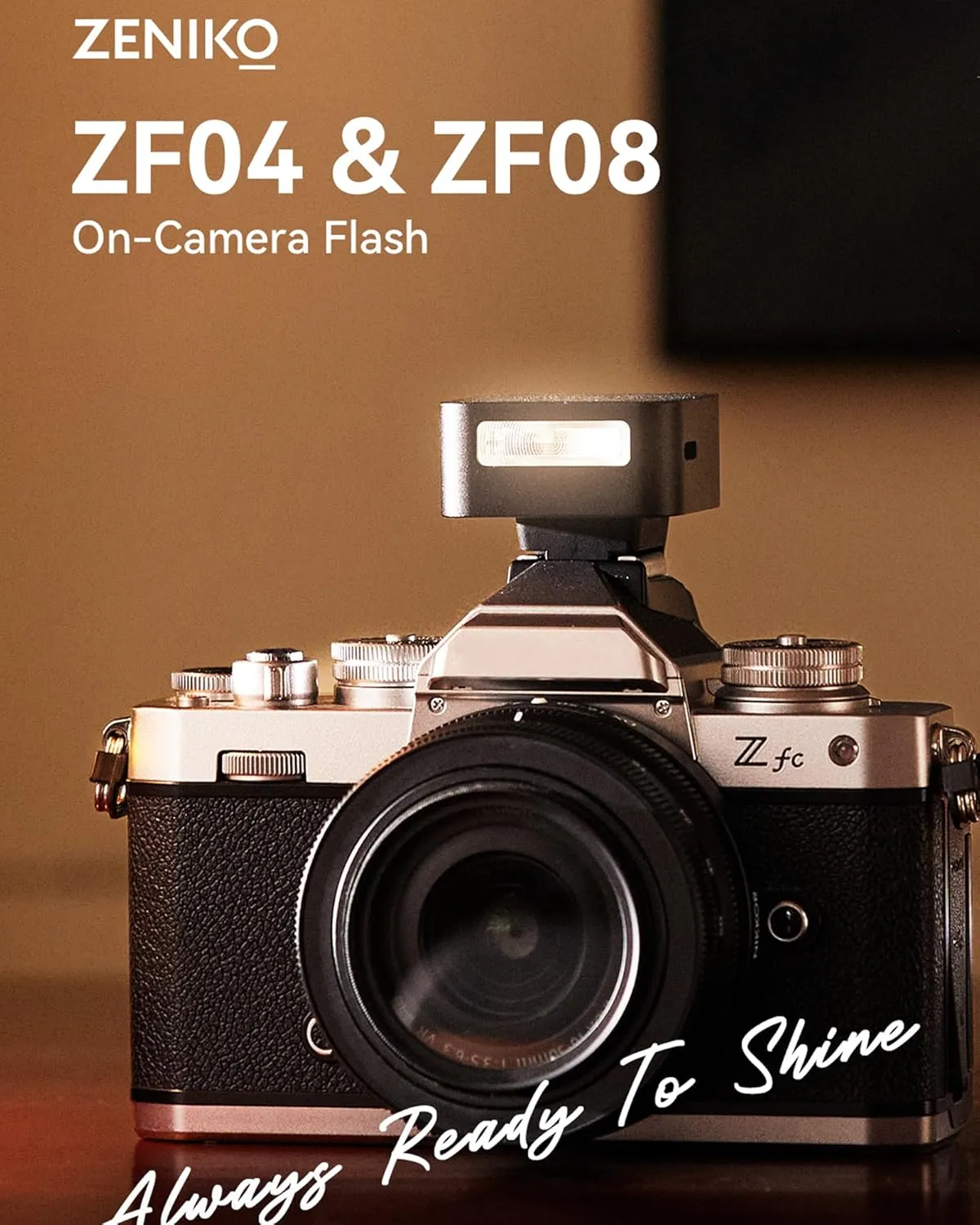 ZF-04 Camera Flash and Lightweight Portability Single-Contact Hotshoe Lithium Battery Type-C Charging 372 Full-Power Flashes